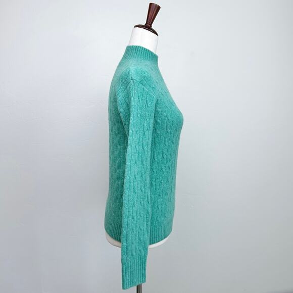 J. Crew Cable Knit Mock Neck Extra-Soft Green Sweater - Picture 5 of 8